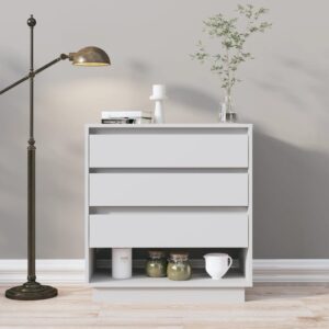 Chic White Sideboard Minimalist Design Engineered Wood Storage Organizer