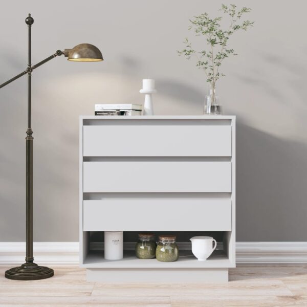 Chic White Sideboard Minimalist Design Engineered Wood Storage Organizer