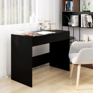 Stylish Black Engineered Wood Desk with Drawers for Home Office Study Table