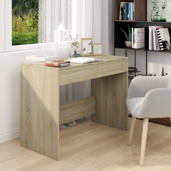 Stylish Sonoma Oak Finish Engineered Wood Desk with Drawers for Home Office