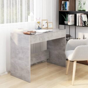 Modern Concrete Grey Home Office Desk Sturdy Engineered Wood with Drawers