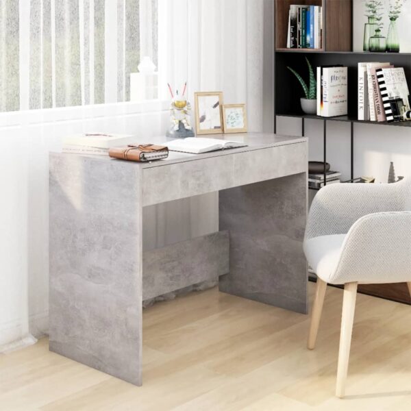 Modern Concrete Grey Home Office Desk Sturdy Engineered Wood with Drawers