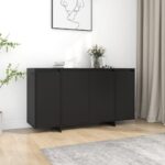 Elegant Black Sideboard Cabinet Storage Organizer with Shelves Modern Home Decor