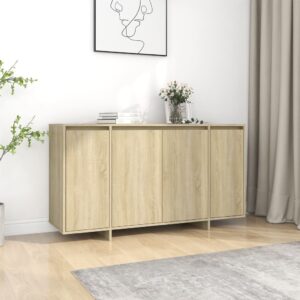 Chic Sonoma Oak Sideboard Storage Cabinet with Shelves and Doors for Home Decor