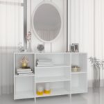 Modern White Sideboard Storage Cabinet with Shelves for Living Room Decor