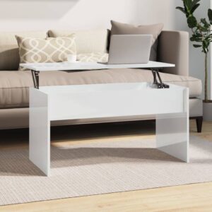 High Gloss White Coffee Table Lift Top Hidden Storage Modern Living Room Decor