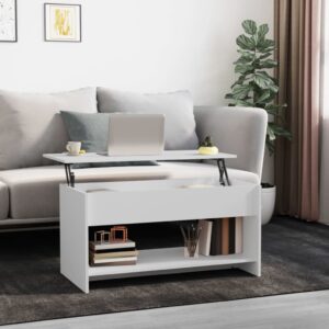 Chic White Lift Top Coffee Table Modern Hidden Storage Compartment Sturdy Design