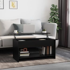 Elegant Black Coffee Table Modern Lift Top Hidden Storage Engineered Wood Chic