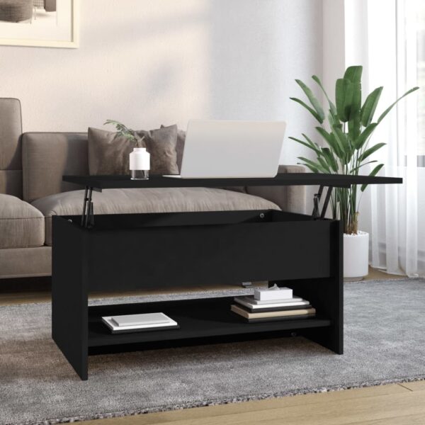 Elegant Black Coffee Table Modern Lift Top Hidden Storage Engineered Wood Chic