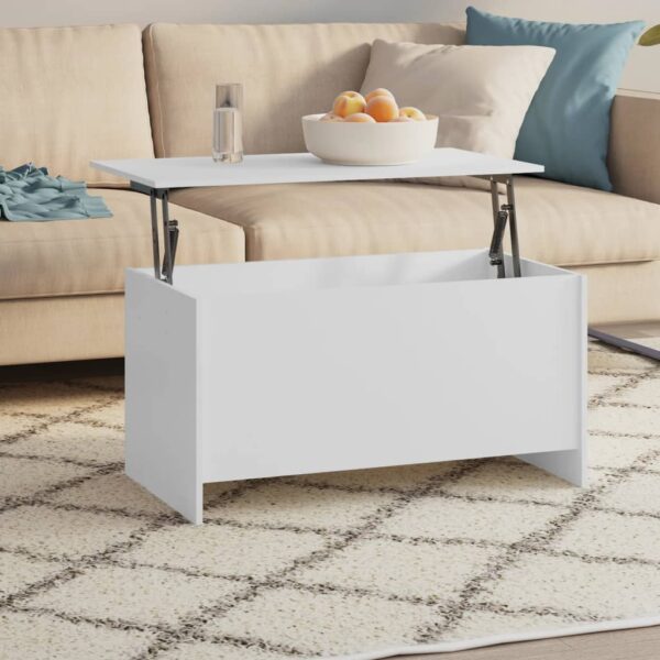 Modern Lift-Top Coffee Table White Engineered Wood Hidden Storage Versatile