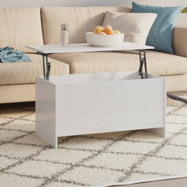 Modern High Gloss White Coffee Table Lift Top Hidden Storage Versatile Living Room