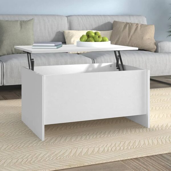 Modern White Lift-Top Coffee Table Versatile Storage Compartment Easy Clean