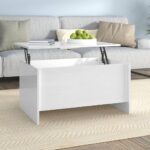 Modern Lift-Top Coffee Table High Gloss White Hidden Storage Versatile Living