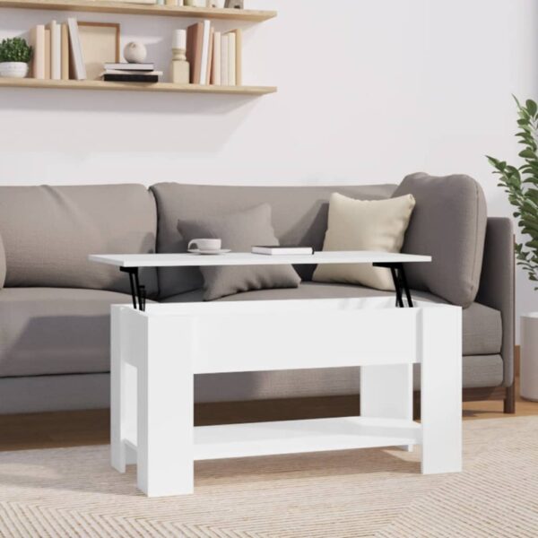 High Gloss White Coffee Table Lift Top Hidden Storage Modern Living Room Decor