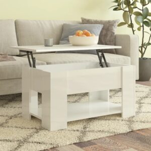 High Gloss White Coffee Table Lift Top Hidden Storage Modern Living Room Furniture