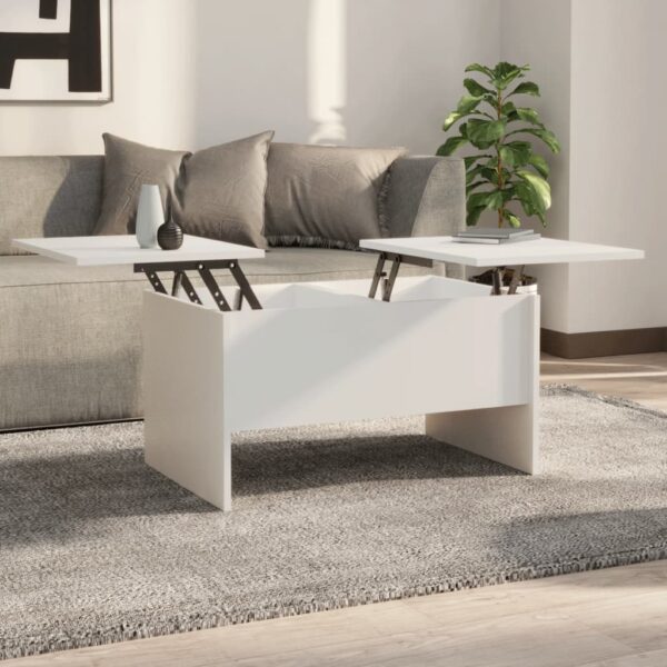 Elegant White Coffee Table Modern Lift Top Hidden Storage Compartment Wood Finish