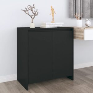 Elegant Black Sideboard Cabinet Engineered Wood Storage Organizer with Doors