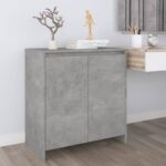 Chic Concrete Grey Sideboard Engineered Wood Storage Cabinet with Doors