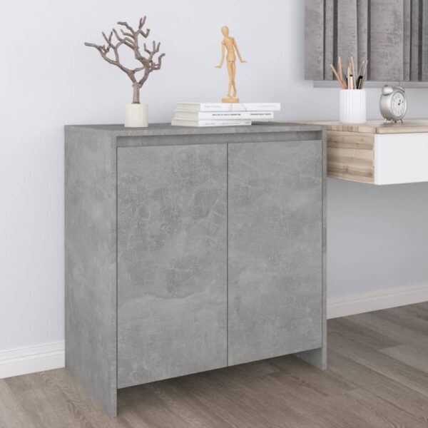 Chic Concrete Grey Sideboard Engineered Wood Storage Cabinet with Doors