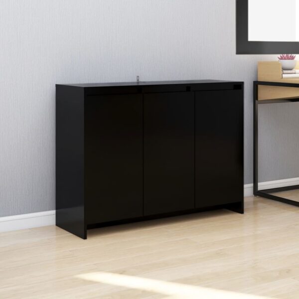 Elegant Black Sideboard Cabinet Storage Organizer with Shelves Wood Finish