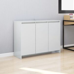 High Gloss White Sideboard Modern Storage Cabinet with Doors Wood Organizer