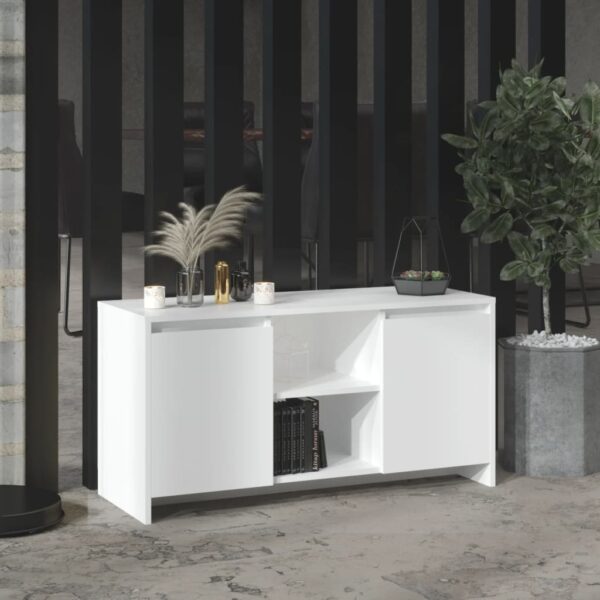 Chic White TV Stand Media Storage Cabinet with Shelves Modern Living Room Decor