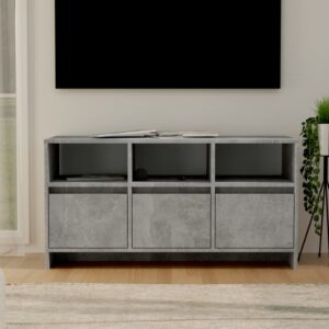 Modern Concrete Grey TV Stand Cabinet Engineered Wood Media Storage Organizer