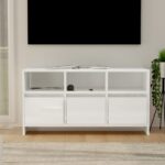 High Gloss White TV Stand Cabinet Modern Entertainment Center with Drawers