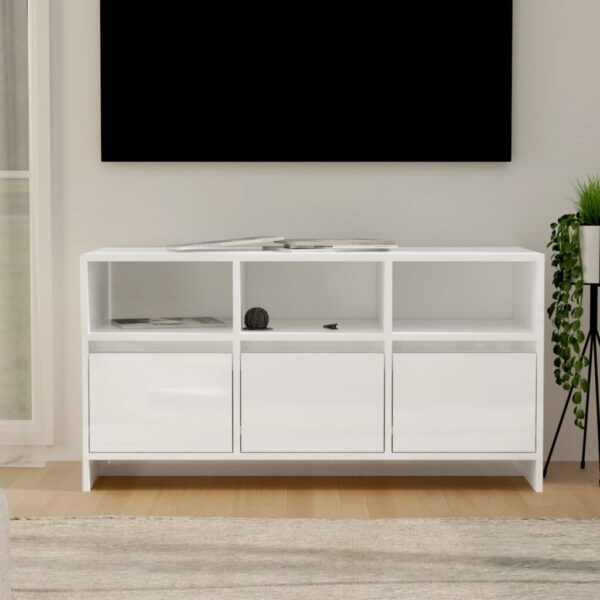 High Gloss White TV Stand Cabinet Modern Entertainment Center with Drawers