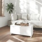 Modern White Coffee Table Engineered Wood Sturdy with Storage Drawers Decor