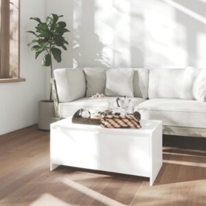 Modern White Coffee Table Engineered Wood Sturdy with Storage Drawers Decor