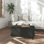 Modern Black Coffee Table Durable Engineered Wood with Storage Drawers