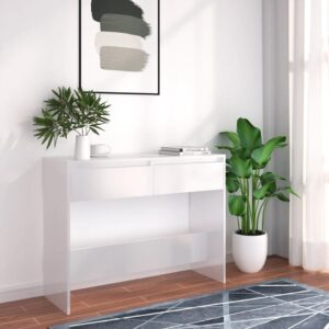 Elegant White Console Table Modern Engineered Wood Hallway Entryway Storage Decor