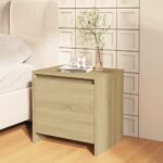 Elegant Sonoma Oak Bedside Cabinet Nightstand with Door Engineered Wood Storage