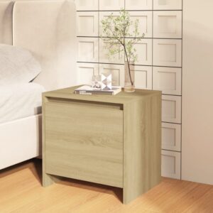 Elegant Sonoma Oak Bedside Cabinet Nightstand with Door Engineered Wood Storage