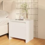 Elegant High Gloss White Bedside Cabinet Nightstand Storage Engineered Wood