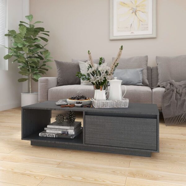 Coffee Table Grey 110x50x33.5 cm Solid Pinewood