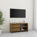 TV Cabinet Honey Brown 80x31x39 cm Solid Pinewood