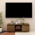 TV Cabinet Honey Brown 110x30x40 cm Solid Pinewood