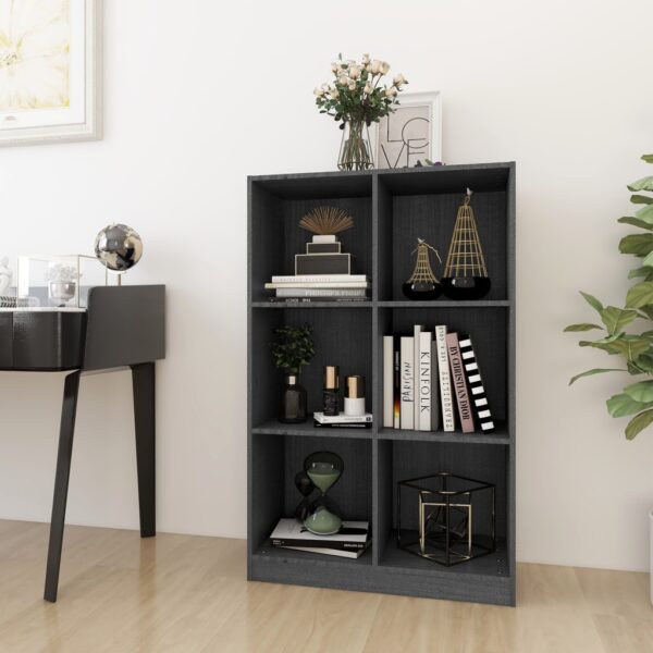 Book Cabinet Grey 70x33x110 cm Solid Pinewood