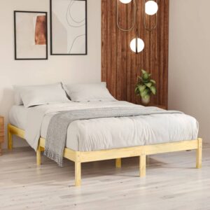 Double Size Solid Pine Wood Bed Frame Sturdy Modern Bedroom Furniture Sleep Aid