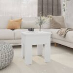 Modern White Coffee Table Durable Engineered Wood Sturdy Easy Clean Living Room