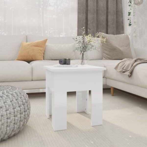 Modern High Gloss White Coffee Table Durable Engineered Wood Living Room Decor