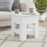 Modern White Coffee Table with Storage Shelf for Living Room Decor