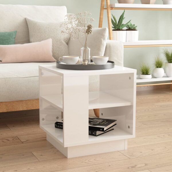 Coffee Table High Gloss White 40x40x43 cm Engineered Wood