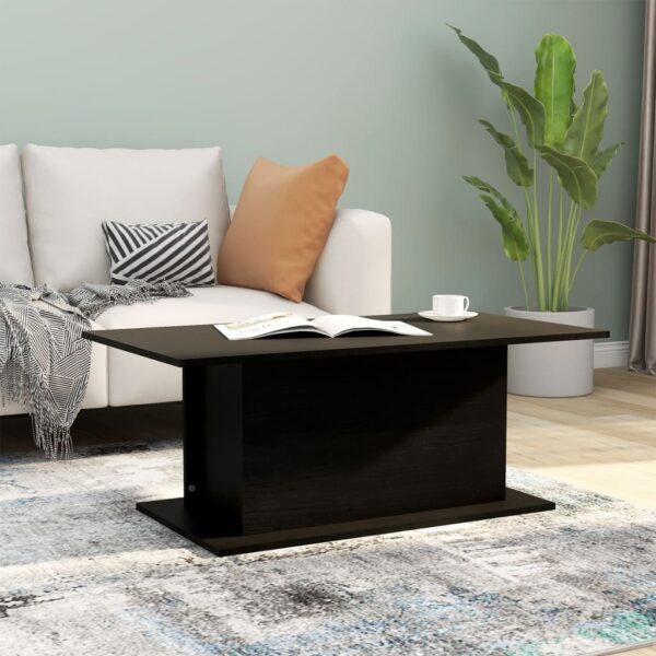 Elegant Black Coffee Table Modern Engineered Wood Sturdy Living Room Furniture