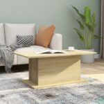 Stylish Sonoma Oak Coffee Table Durable Engineered Wood Spacious Modern Design