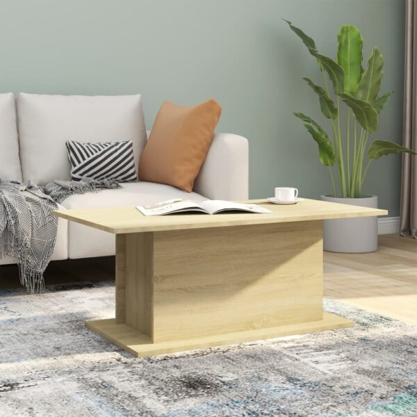 Stylish Sonoma Oak Coffee Table Durable Engineered Wood Spacious Modern Design