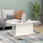 High Gloss White Coffee Table Modern Engineered Wood Sturdy Living Room Furniture