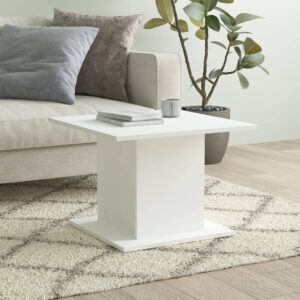 Modern White Engineered Wood Coffee Table Sturdy Square Living Room Furniture